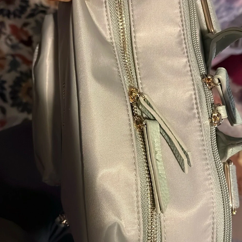 Haute Hippie Green On the Go Backpack Viral Decorative Beige Strap NWT